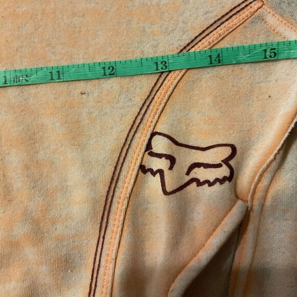 Fox Pullover Hoodie‎ Womens Sz M Light Orange Y2K Racing Moto Logo Burnout - Picture 9 of 13